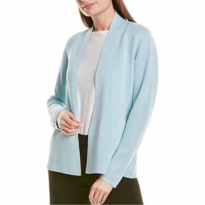 $370 Eileen Fisher Silk Cotton Capri Teal
Shaped Open Front Jacket XL NWT
